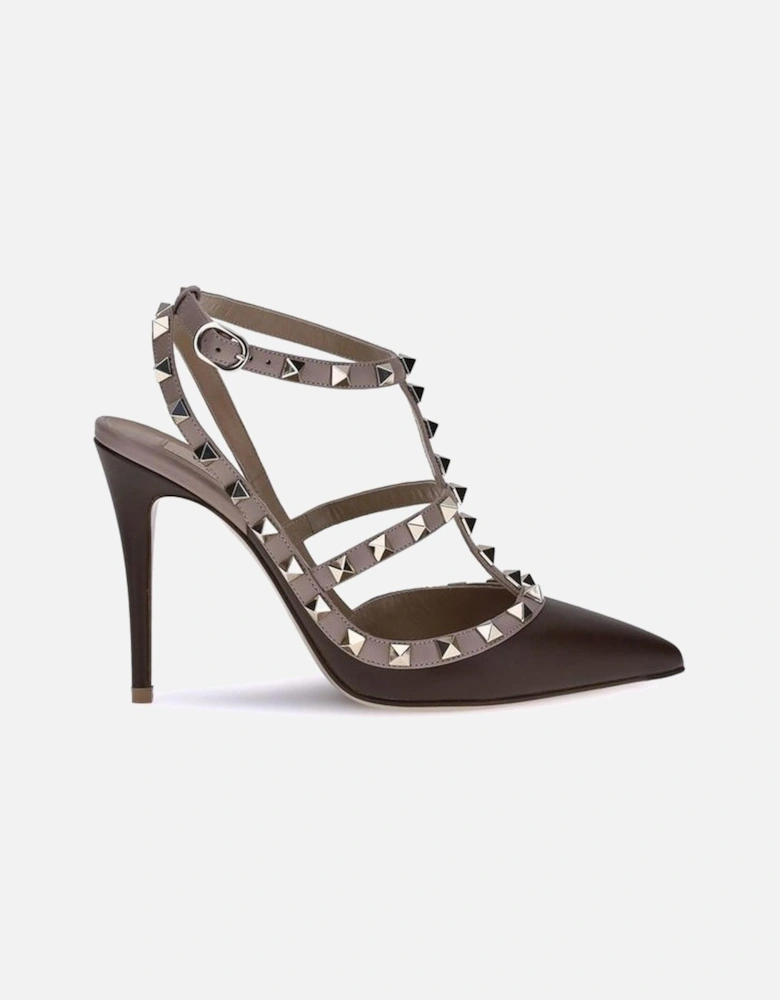 Rockstud Leather Pumps with Platinum-Finish Studs Women - Black