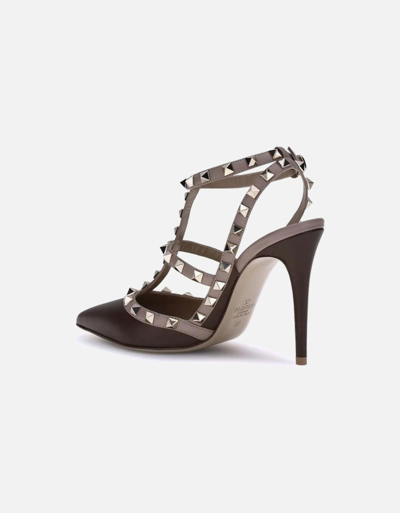 Rockstud Leather Pumps with Platinum-Finish Studs Women - Black