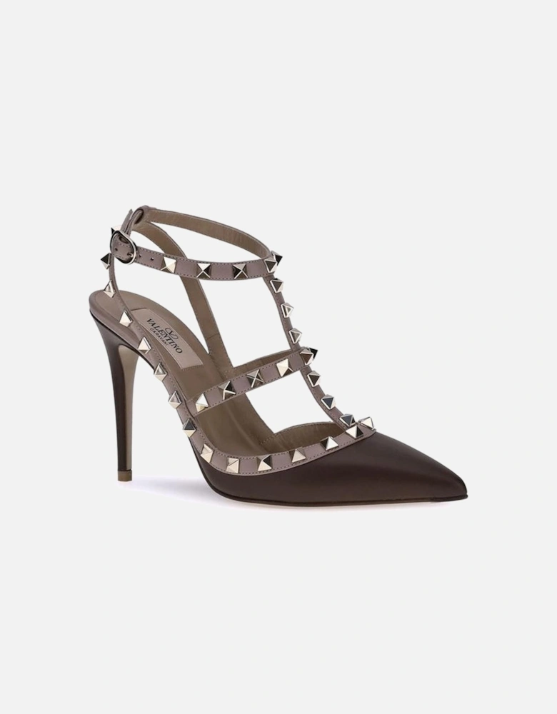 Rockstud Leather Pumps with Platinum-Finish Studs Women - Black