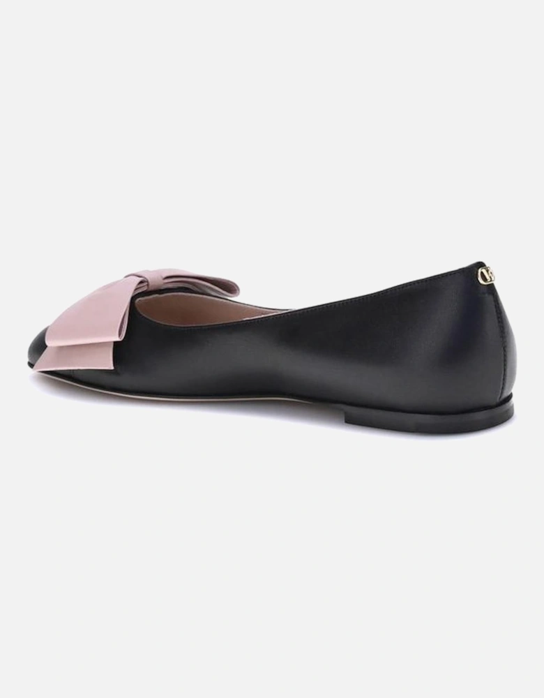 Bow-Embellished Leather Ballerinas Women - Black Shoes