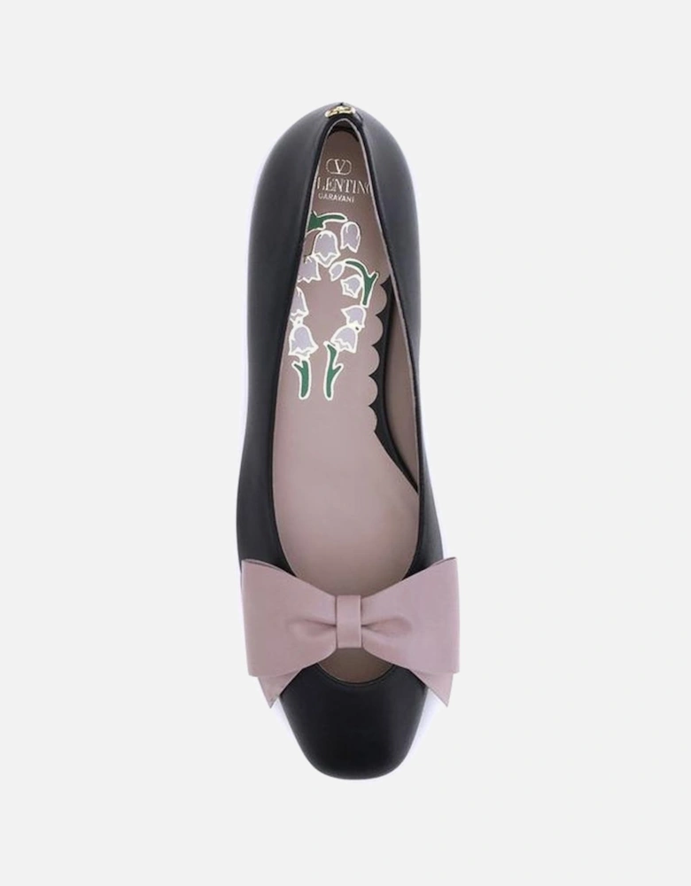 Bow-Embellished Leather Ballerinas Women - Black Shoes