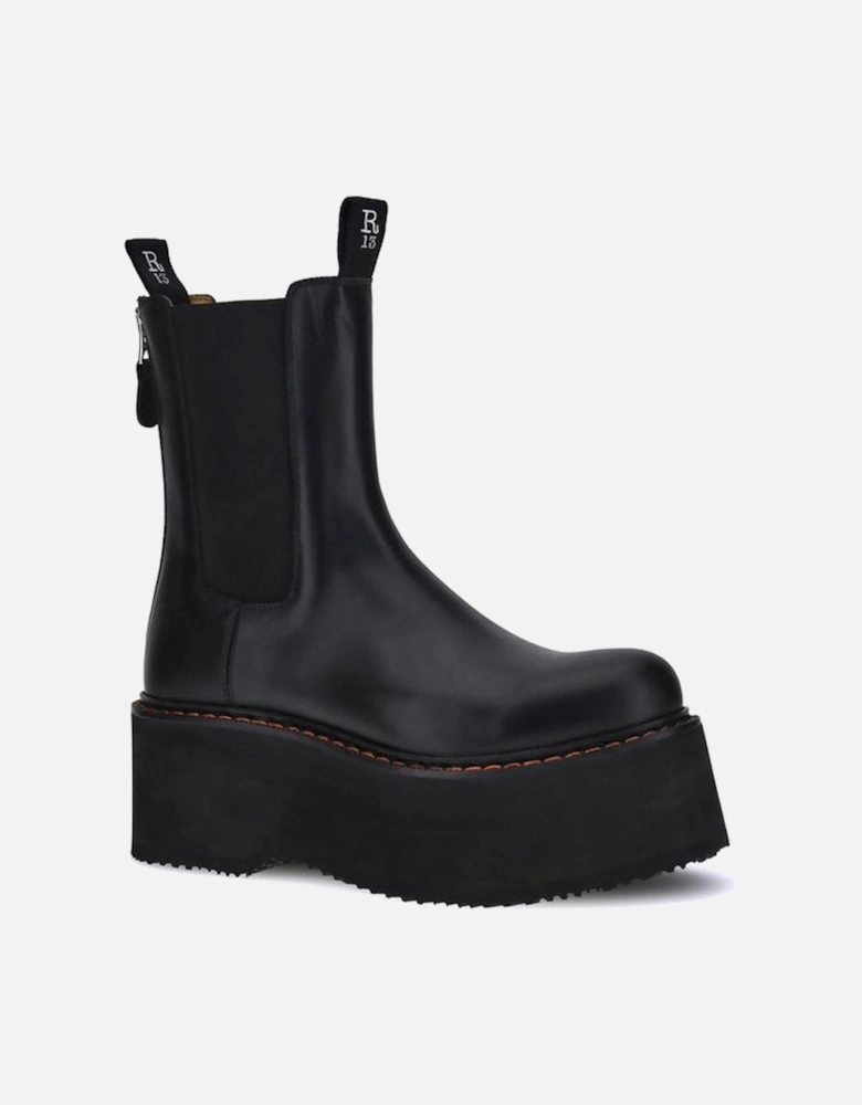 Platform Ankle Boots with Back Zip and Pull Tabs Women - Black