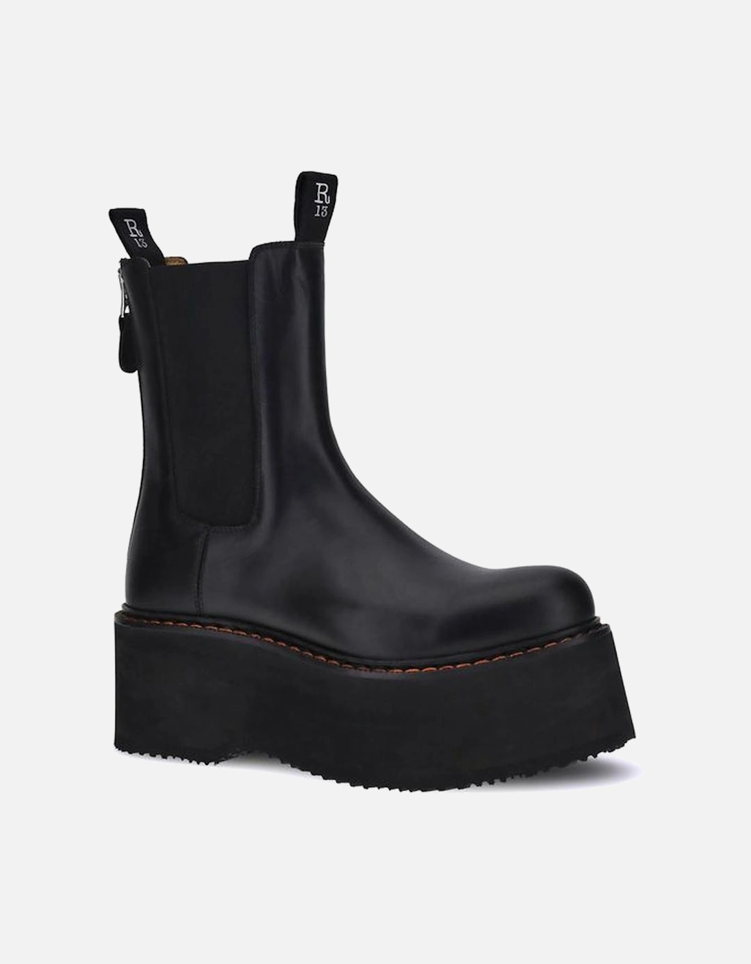 Platform Ankle Boots with Back Zip and Pull Tabs Women - Black