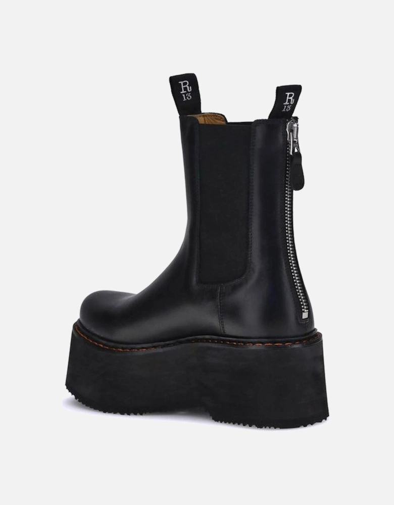 Platform Ankle Boots with Back Zip and Pull Tabs Women - Black