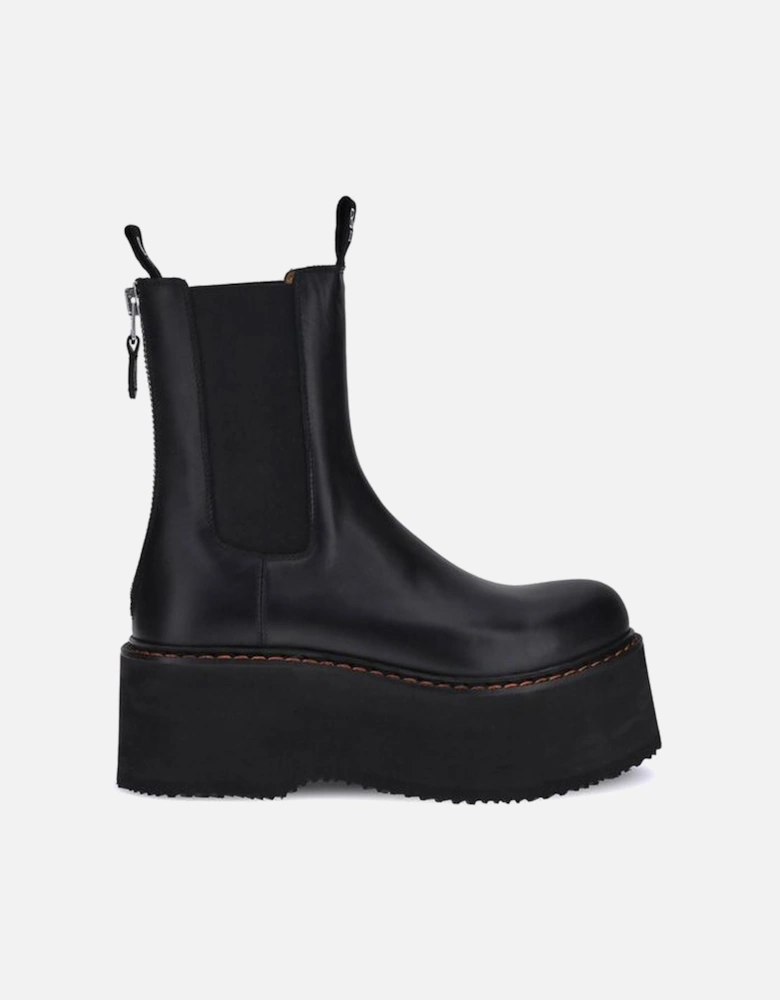 Platform Ankle Boots with Back Zip and Pull Tabs Women - Black