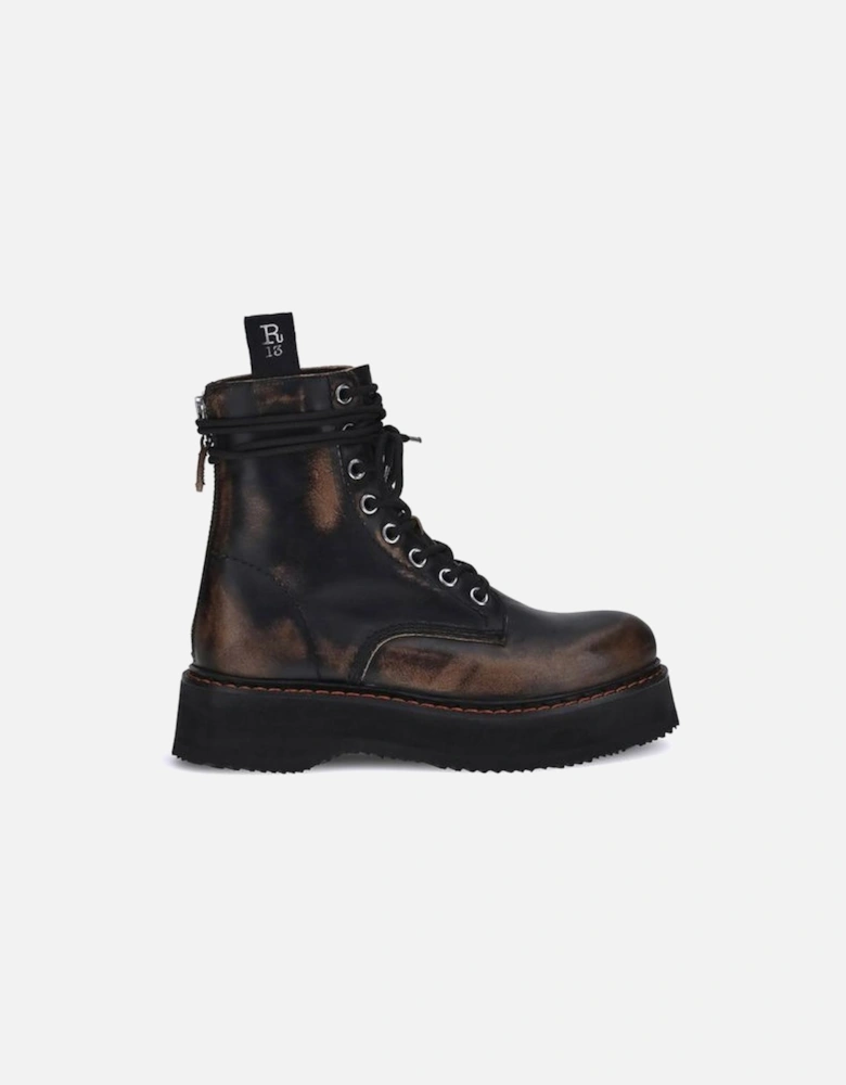 Platform Sole Lace-Up Ankle Boots Women - Brown