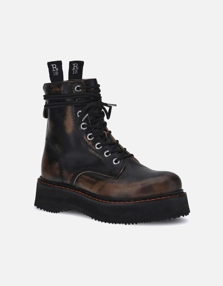 Platform Sole Lace-Up Ankle Boots Women - Brown