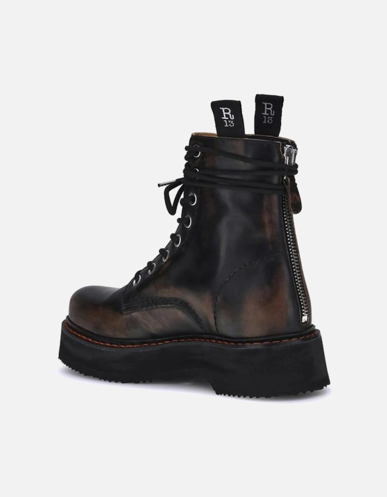 Platform Sole Lace-Up Ankle Boots Women - Brown