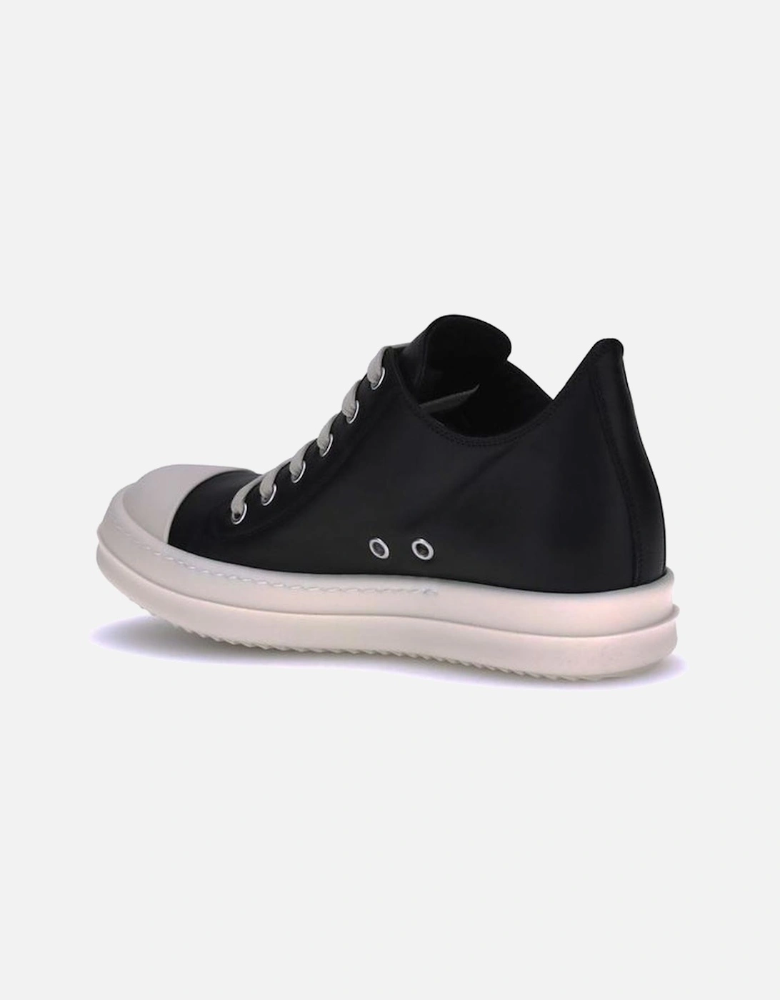 High-Top Leather Sneakers with Reinforced Toe Women - Black