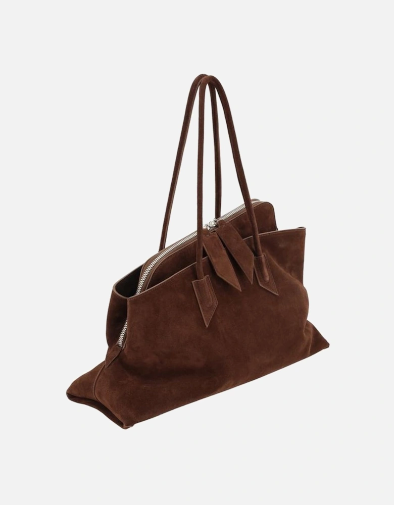 Leather Asymmetrical Geometric Shoulder Bag Women - Brown