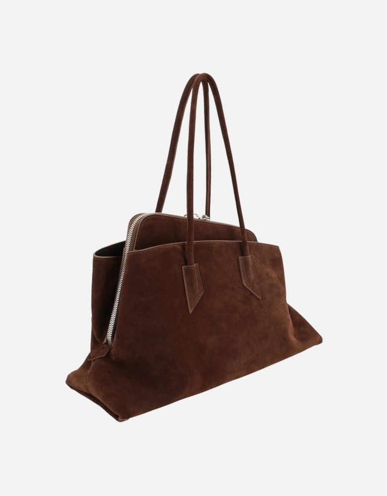 Leather Asymmetrical Geometric Shoulder Bag Women - Brown