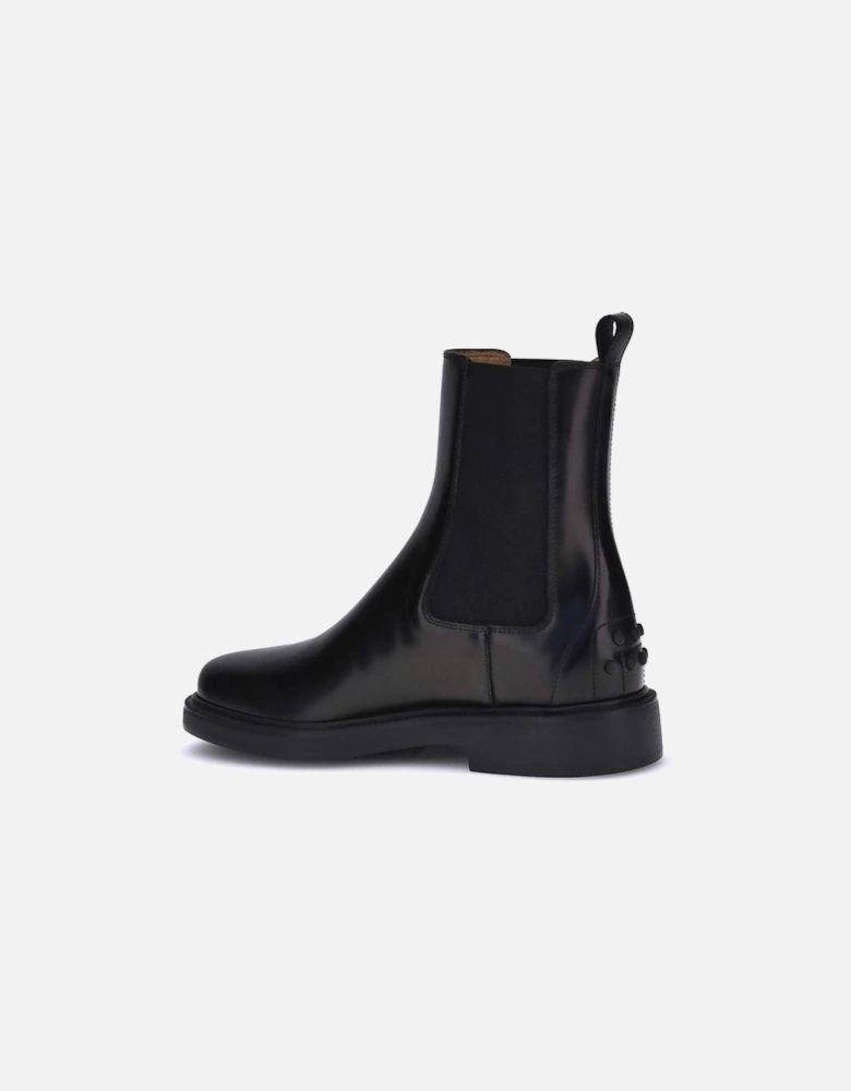 Leather Chelsea Boots with Rubber Sole Women - Black