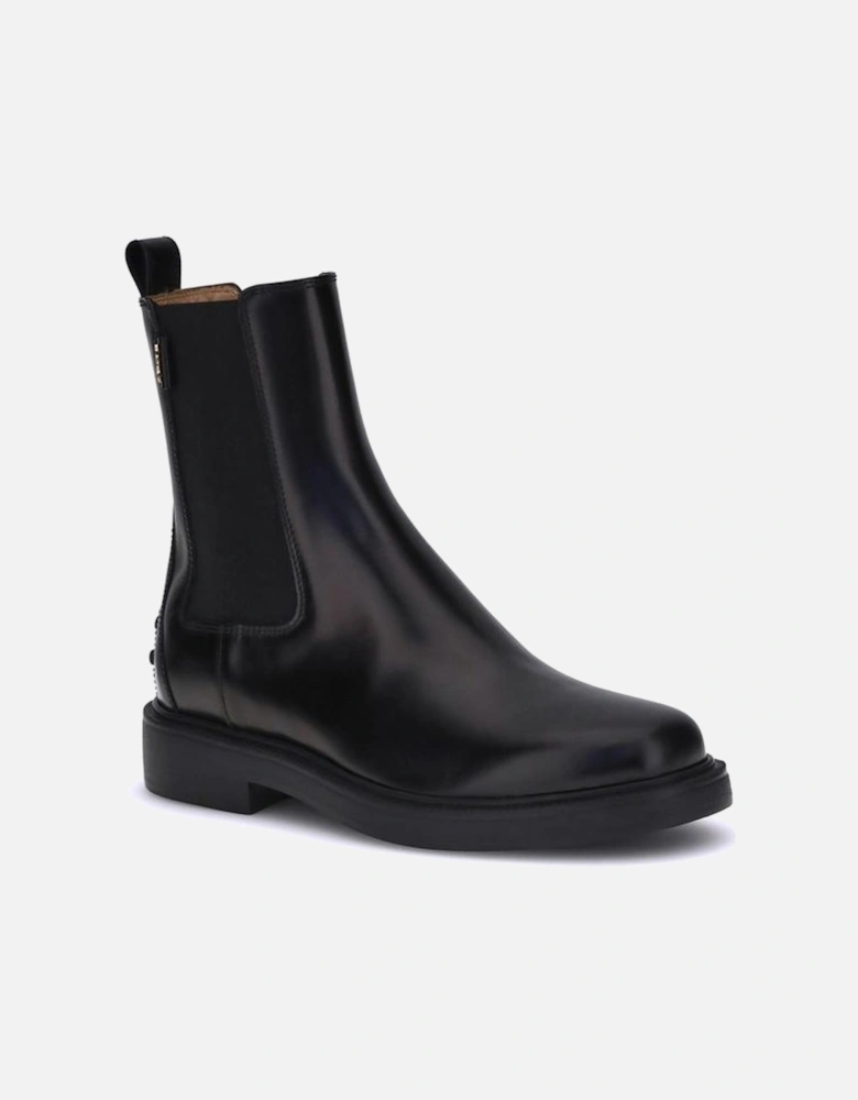 Leather Chelsea Boots with Rubber Sole Women - Black