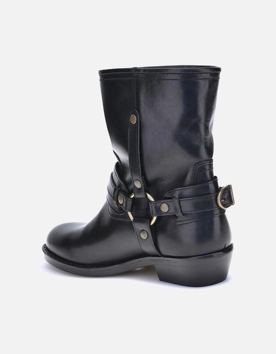 Heiko Leather Ankle Boots with Buckle Detail Women - Black