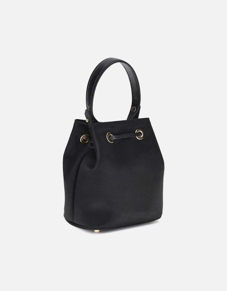 La Medusa Satin Bucket Bag with Chain Strap Women - Black Shoulder