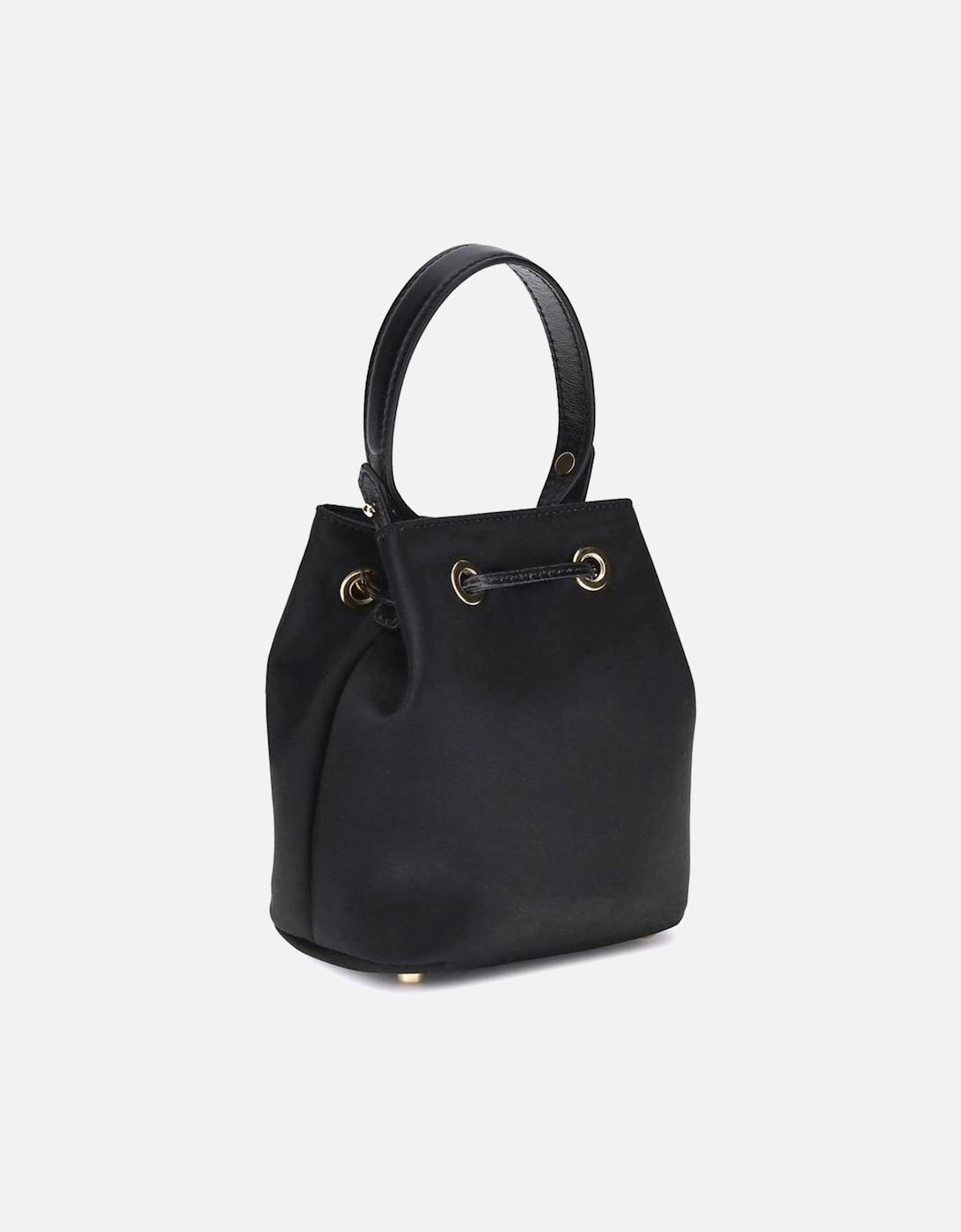 La Medusa Satin Bucket Bag with Chain Strap Women - Black Shoulder
