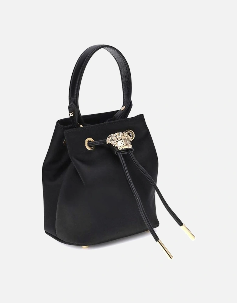 La Medusa Satin Bucket Bag with Chain Strap Women - Black Shoulder