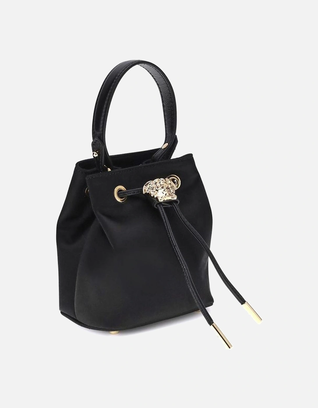 La Medusa Satin Bucket Bag with Chain Strap Women - Black Shoulder