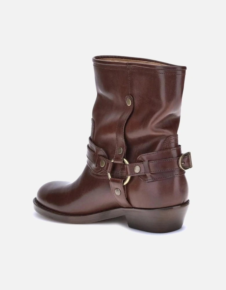 Heiko Leather Ankle Boots with Buckle Detail Women - Brown