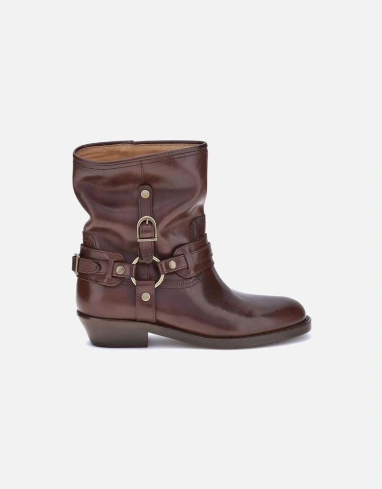 Heiko Leather Ankle Boots with Buckle Detail Women - Brown