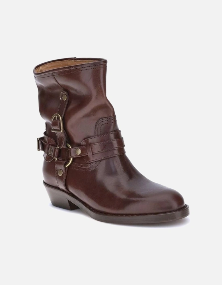 Heiko Leather Ankle Boots with Buckle Detail Women - Brown