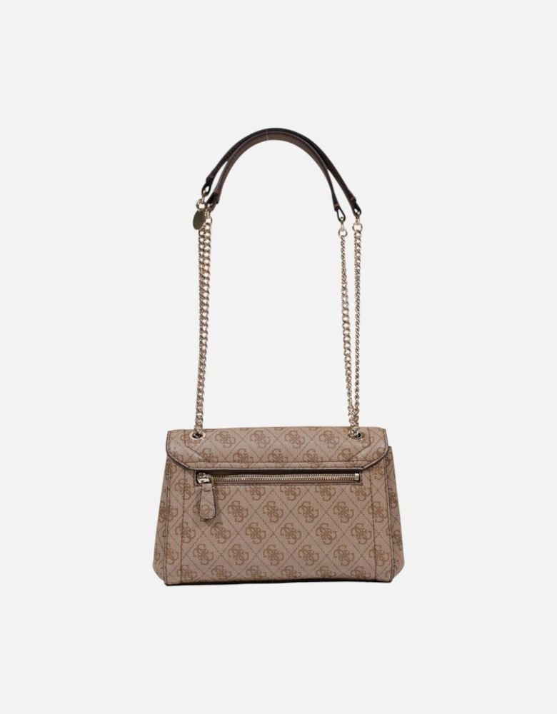Printed Handbag with Automatic Button Fastening Women - Brown Bags
