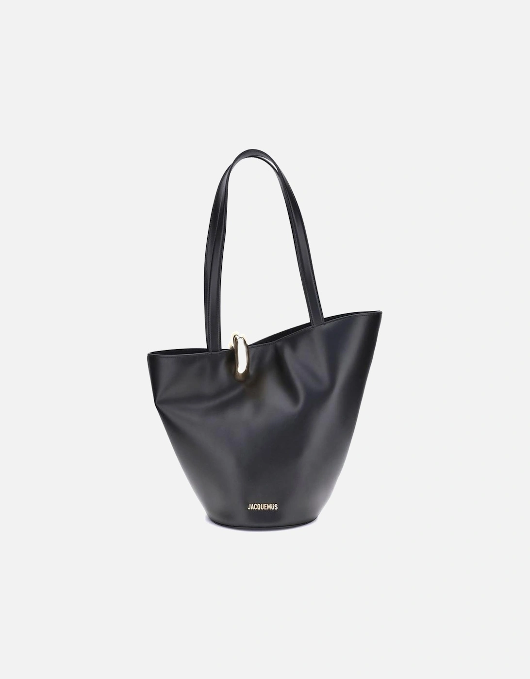 Asymmetrical Leather Bucket Bag with Gold Ring Detail Women - Black, 5 of 4