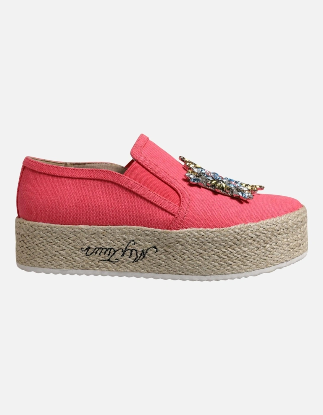 Embellished Canvas Slip-On Shoes with Leather Sole Women - Pink, 6 of 5