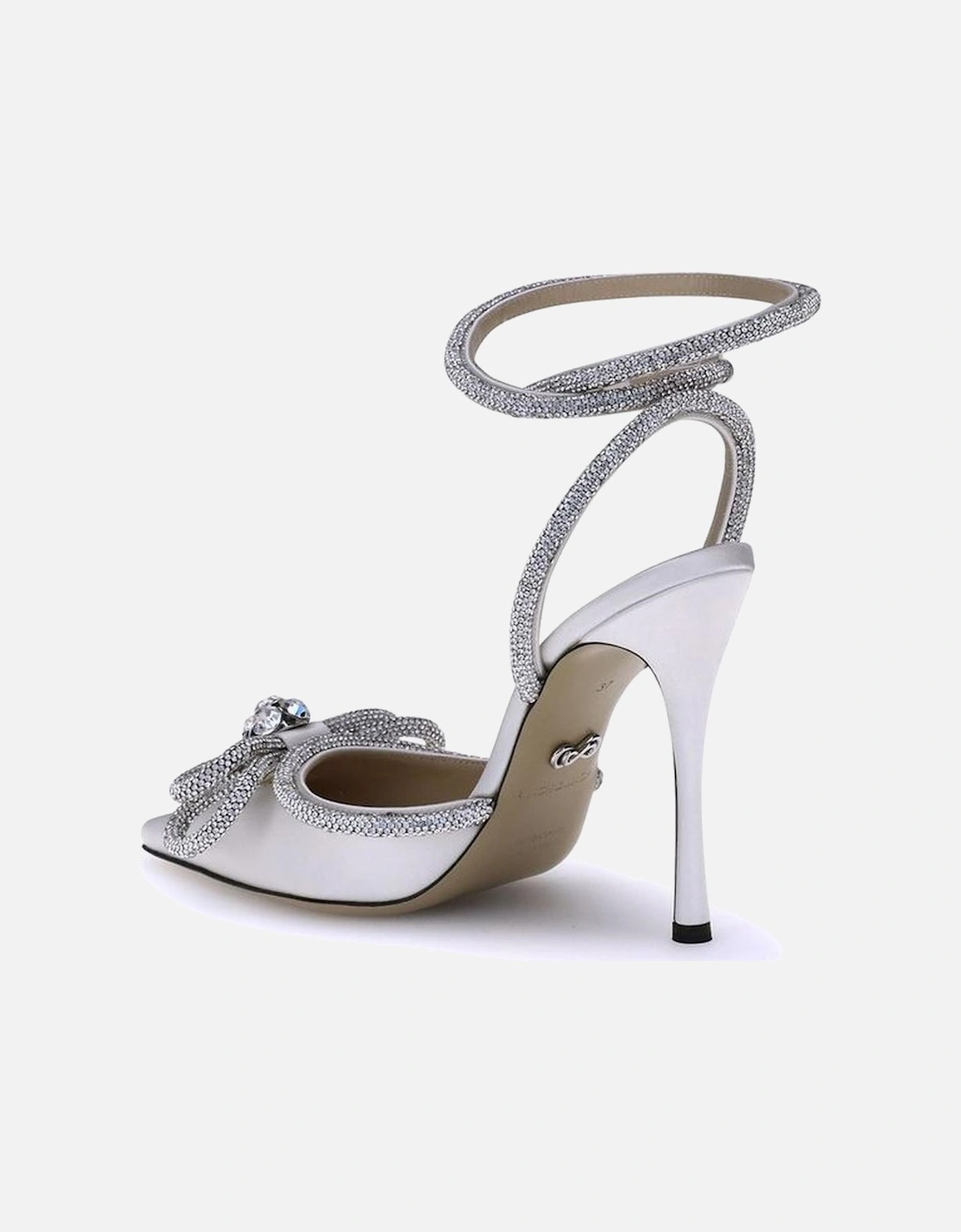 Silk Pumps with Double Jewel Bow Women - White