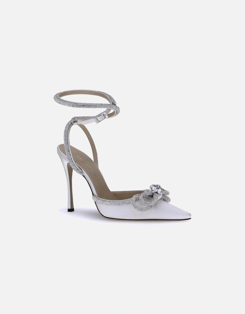 Silk Pumps with Double Jewel Bow Women - White
