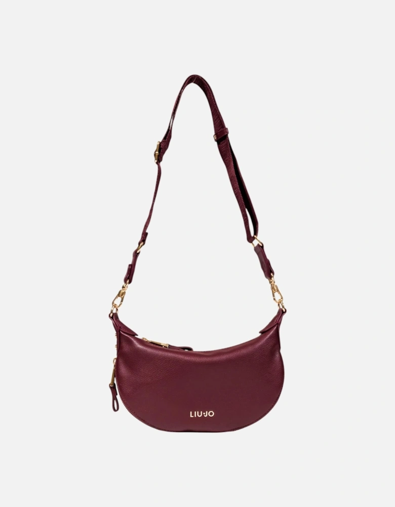 Zip Fastening Shoulder Strap Bag with Inside Pocket Women - Bordeaux