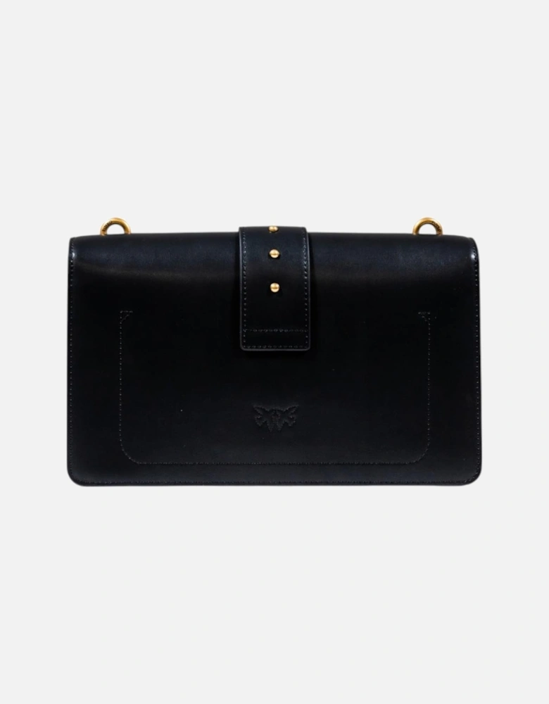 Hook Button Shoulder Bag with Inside Pockets Women - Black
