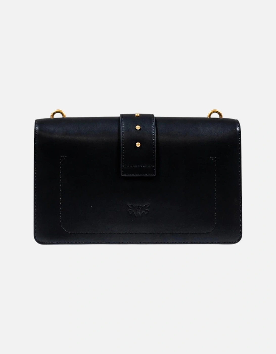Hook Button Shoulder Bag with Inside Pockets Women - Black