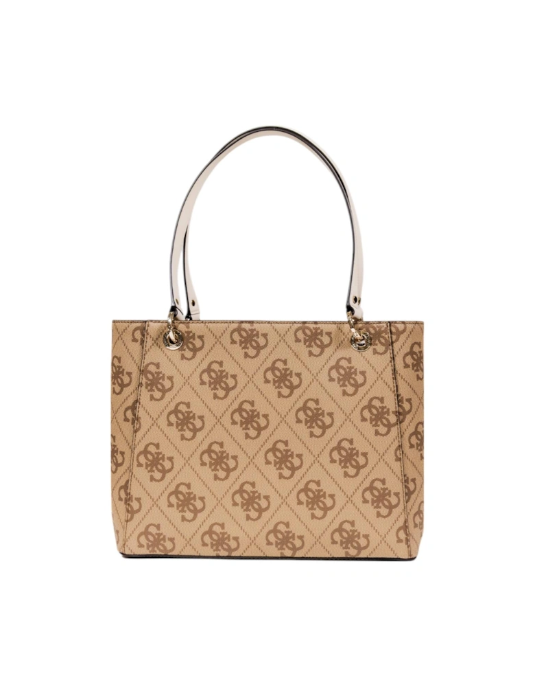 Printed Handbag with Zip and Inside Pockets Women - Beige Bags
