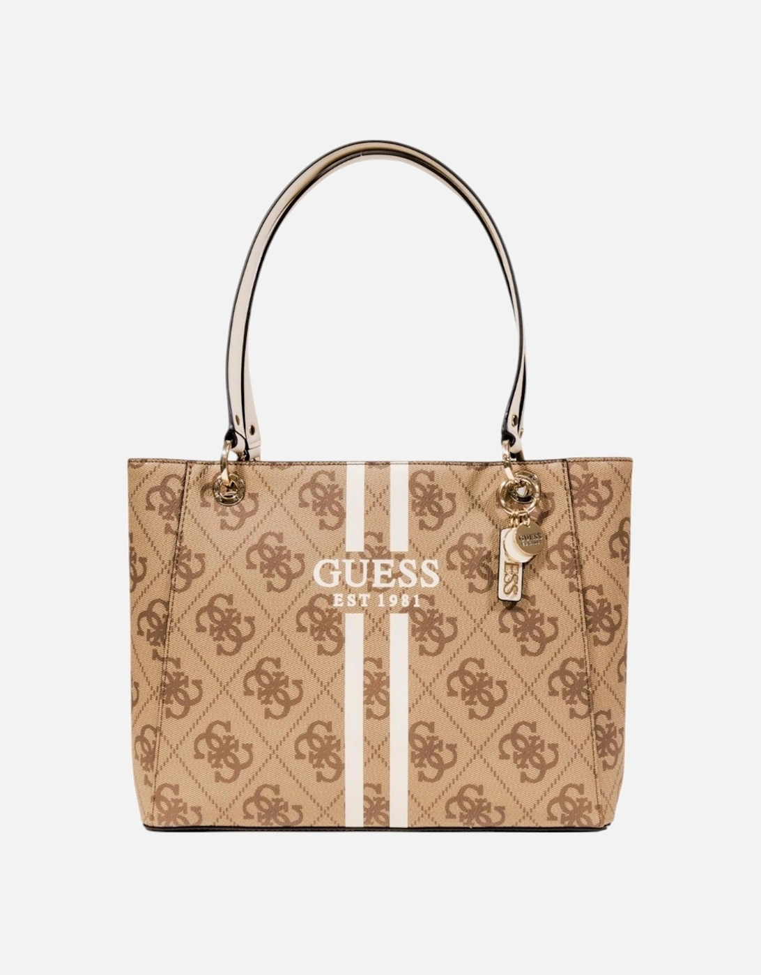 Printed Handbag with Zip and Inside Pockets Women - Beige Bags, 4 of 3