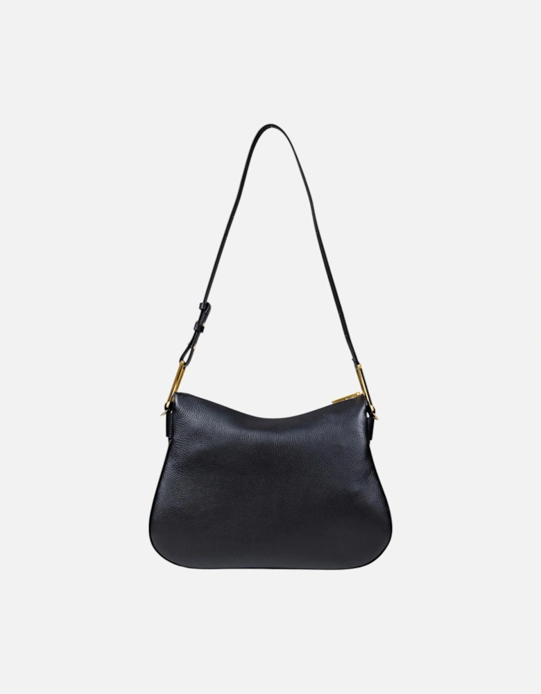 Leather Shoulder Bag with Zip Fastening Women - Black