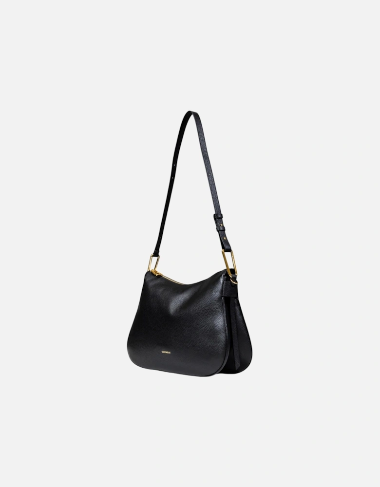 Leather Shoulder Bag with Zip Fastening Women - Black