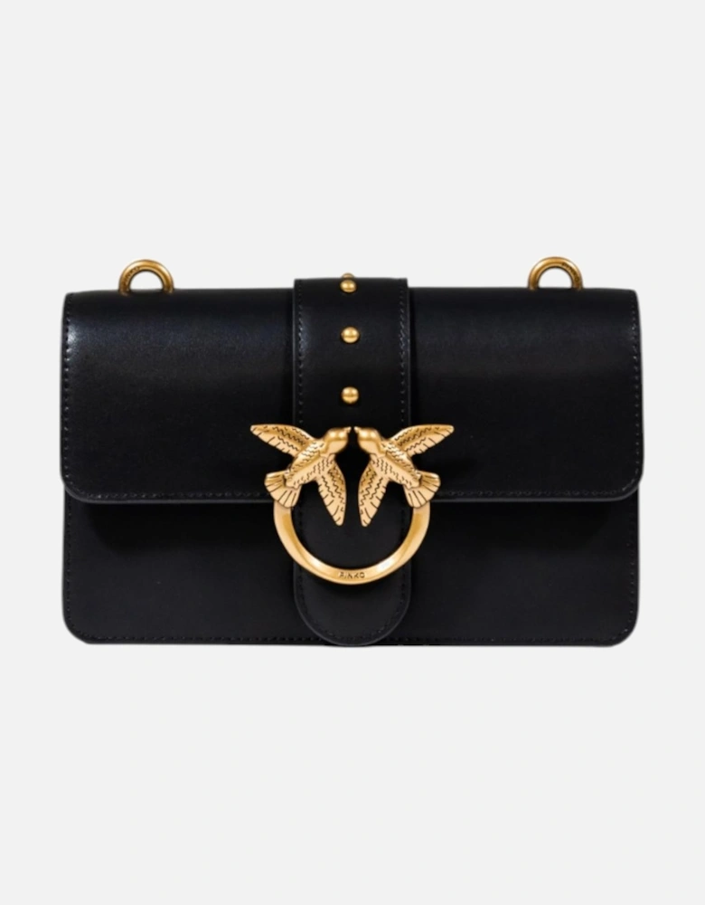 Hook Button Faux Leather Shoulder Bag Women - Black