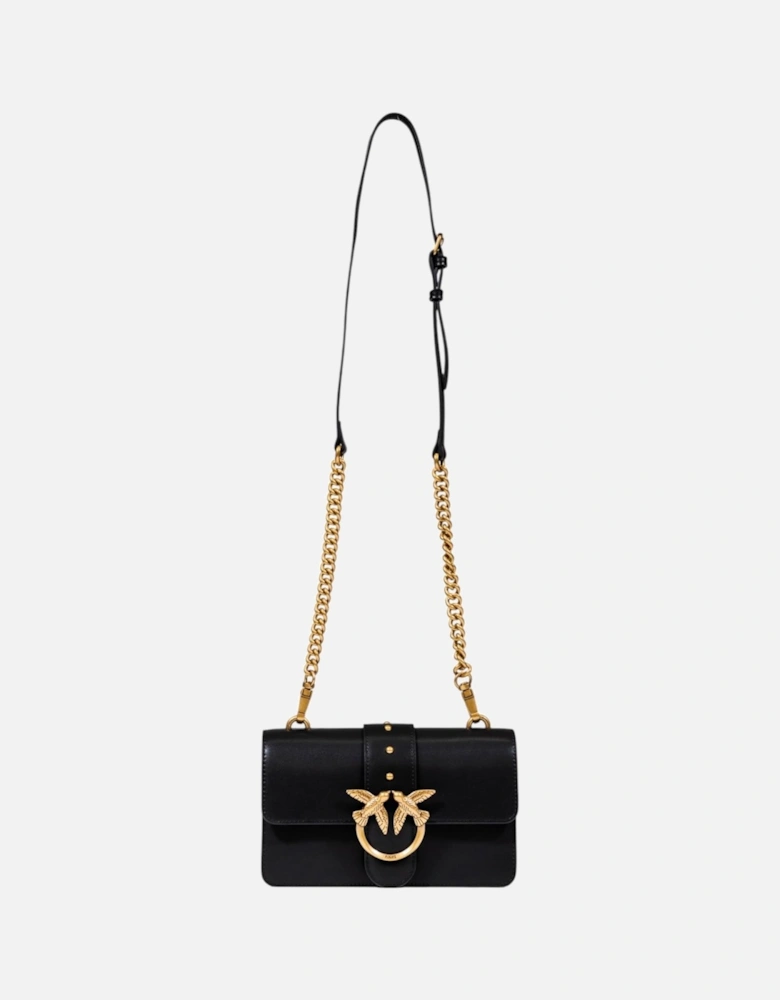 Hook Button Faux Leather Shoulder Bag Women - Black