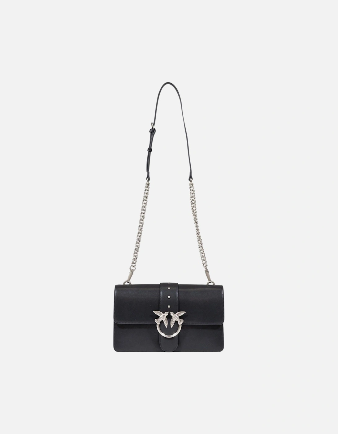 Hook Button Shoulder Bag with Inside Pockets Women - Black, 4 of 3