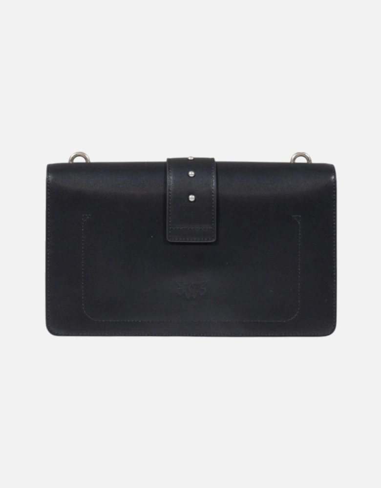 Hook Button Shoulder Bag with Inside Pockets Women - Black