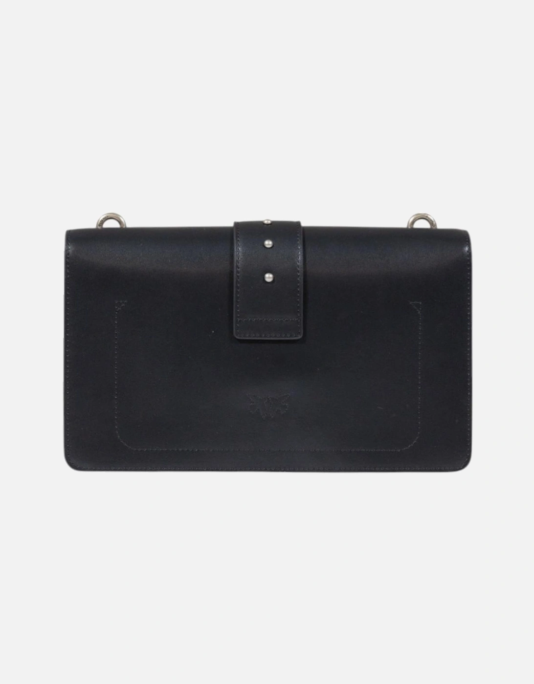 Hook Button Shoulder Bag with Inside Pockets Women - Black