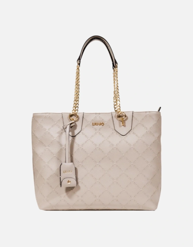Handbag with Zip and Inside Pocket Women - Beige Bags