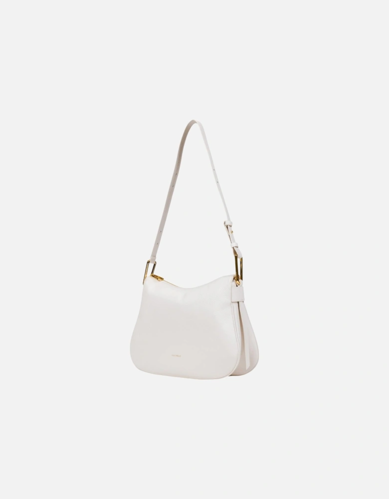 Leather Shoulder Bag with Zip Fastening Women - White