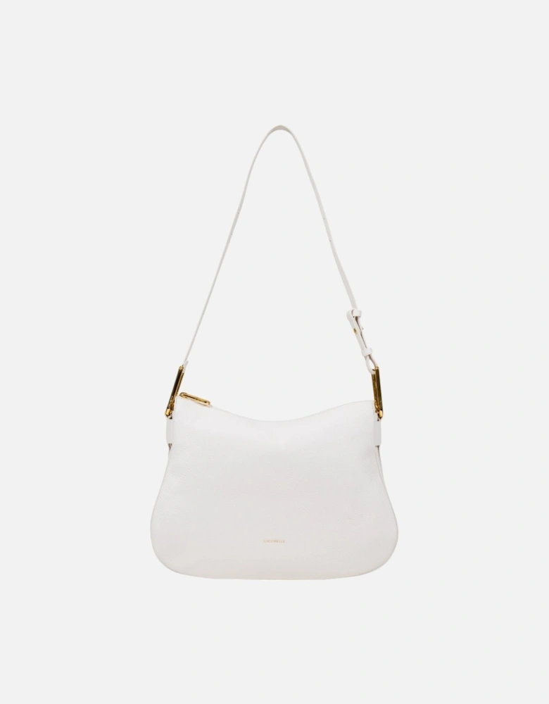 Leather Shoulder Bag with Zip Fastening Women - White