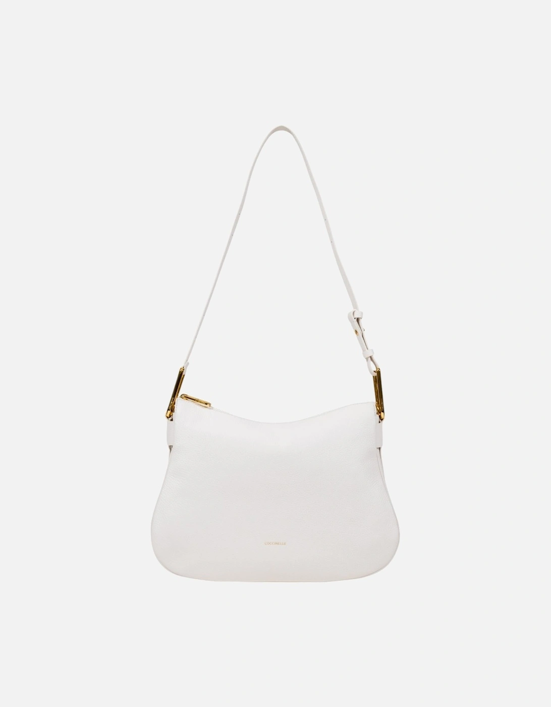 Leather Shoulder Bag with Zip Fastening Women - White, 4 of 3