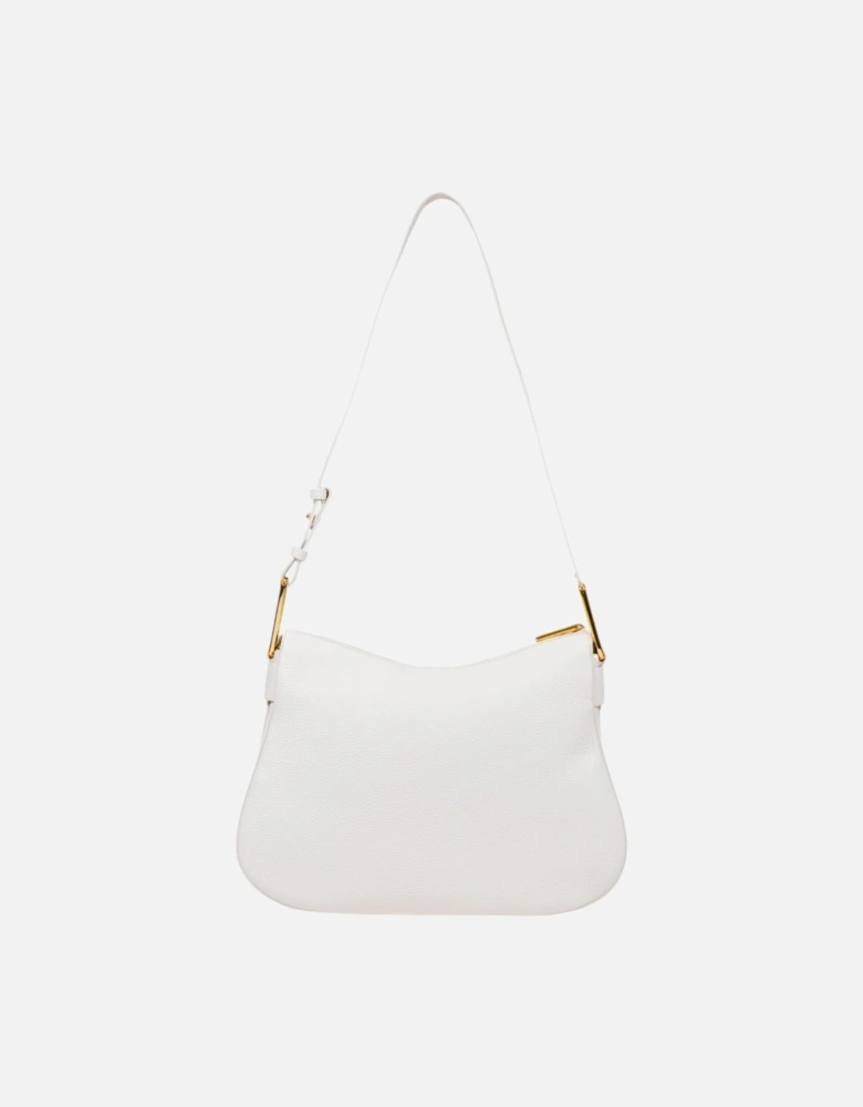 Leather Shoulder Bag with Zip Fastening Women - White