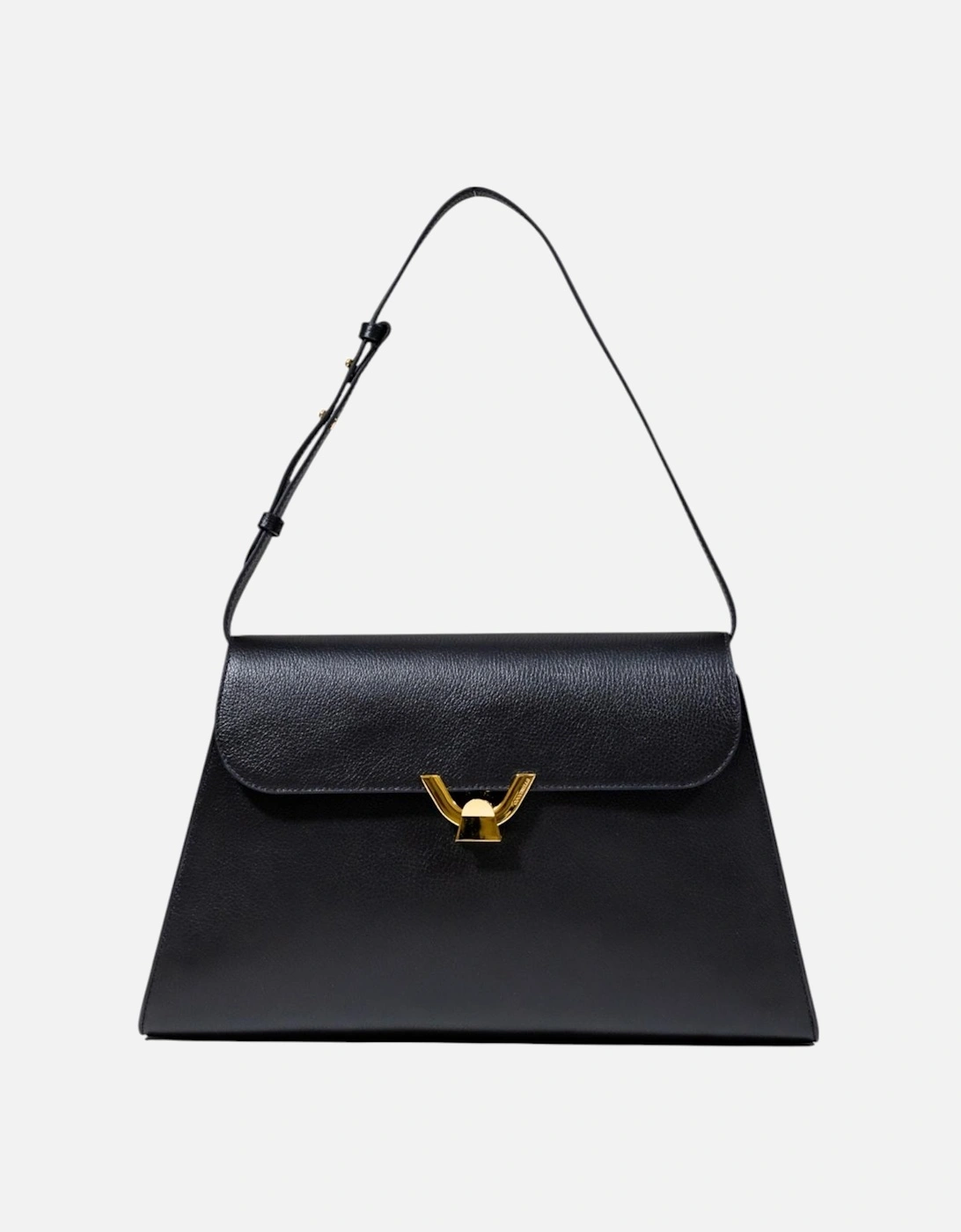 Leather Handbag with Automatic Button Fastening Women - Black Bags, 4 of 3