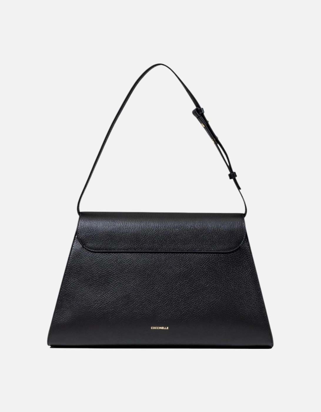 Leather Handbag with Automatic Button Fastening Women - Black Bags