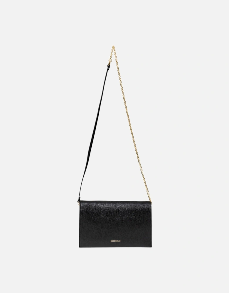 Automatic Fastening Leather Shoulder Bag Women - Black